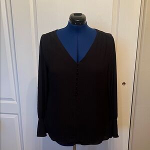 White House Black Market Black Button-Front Blouse